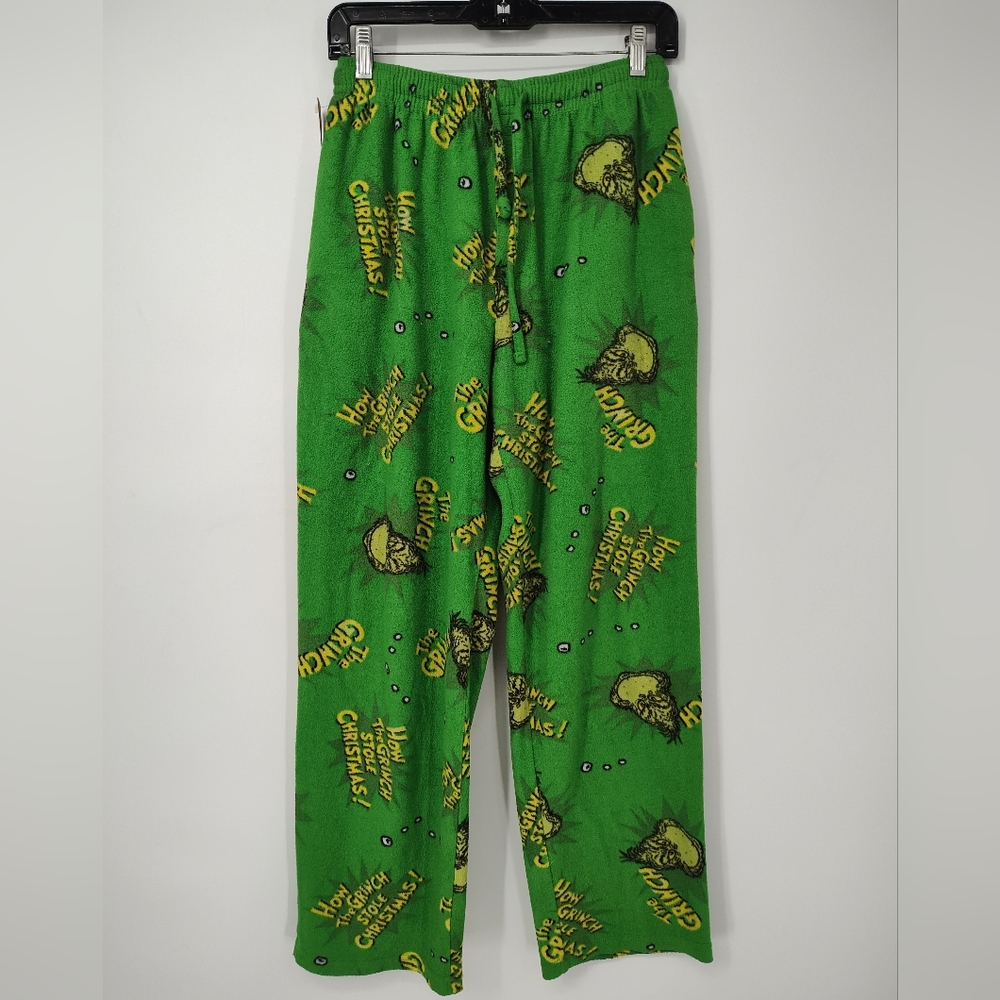 Dr. Seuss Green Grinch Adult Fleece Pants Adult Size Small 28-30
